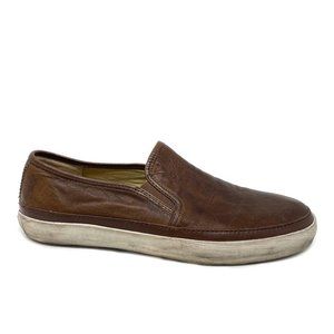 Frye Gavin Sneaker in Brown Leather Slip-on Casual Distressed Mens Size 8